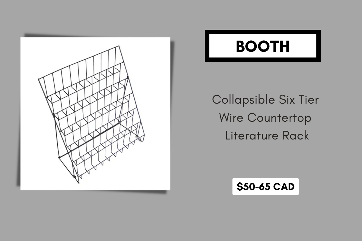 Wire counter top literature display for Artist Alley booth