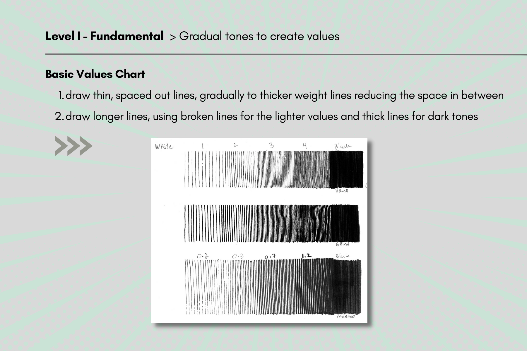 Pen and ink exercise consisting of gradual tones