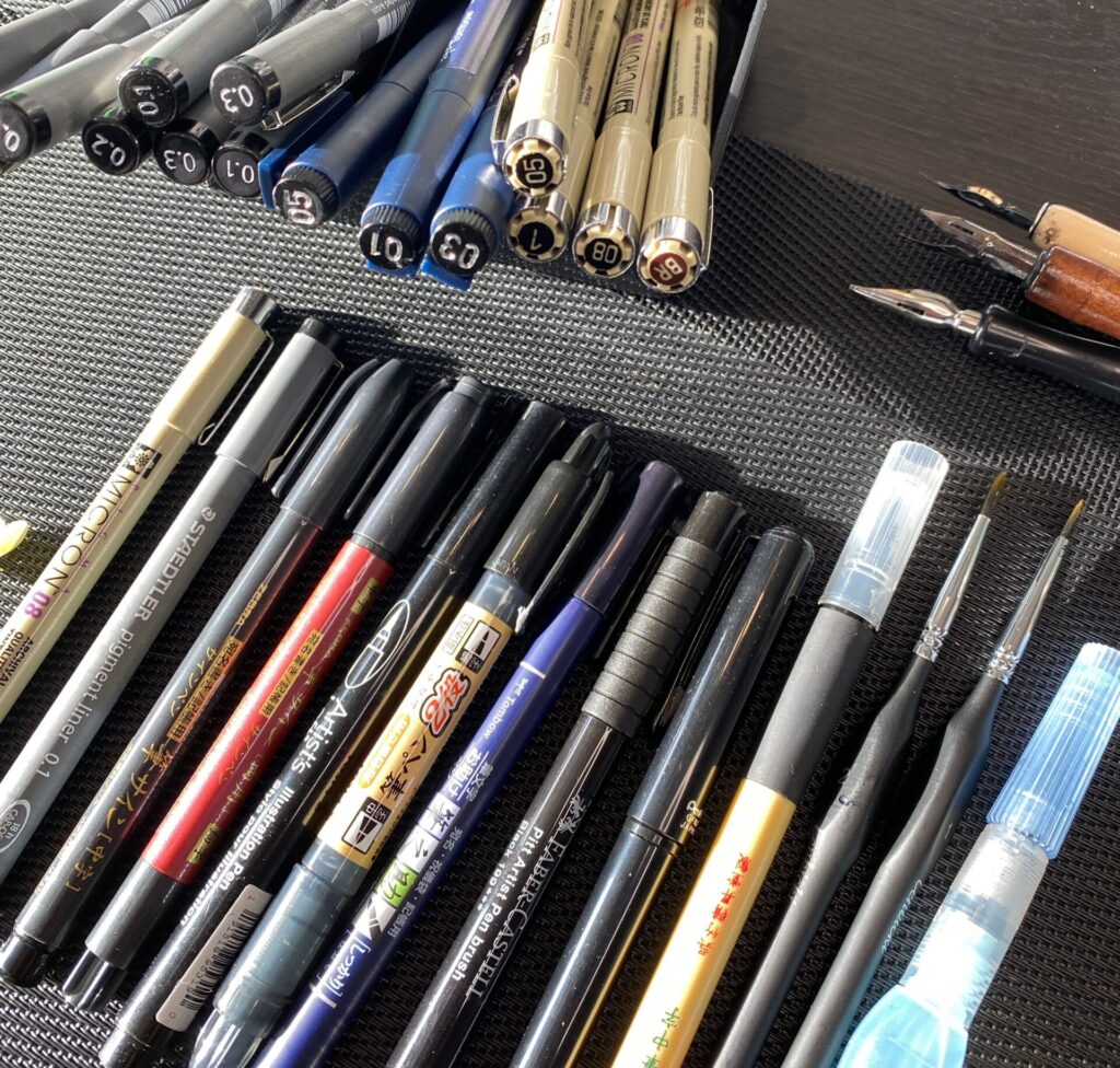 Variety of pens for pen & ink drawing