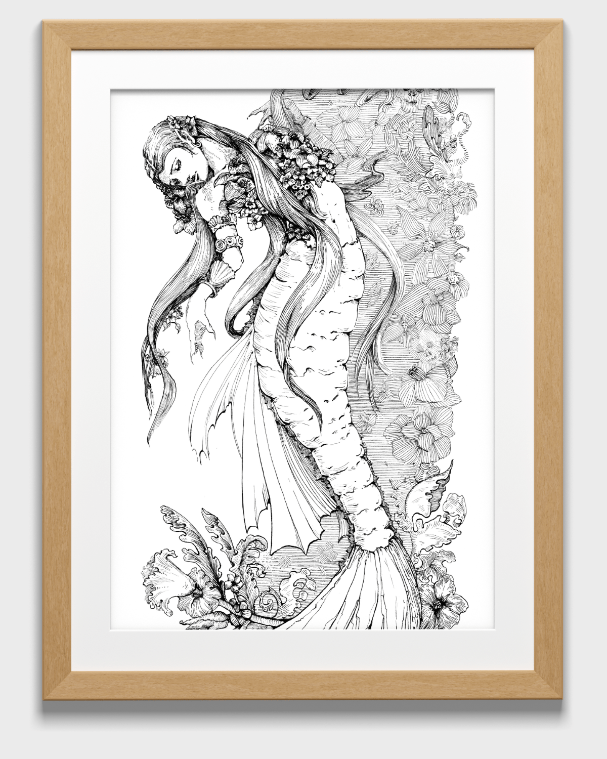 Original illustration of Vintage mermaid