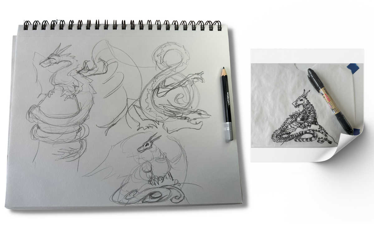 Thumbnail sketches of Fafnir dragon