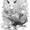 Fox and crow illustration