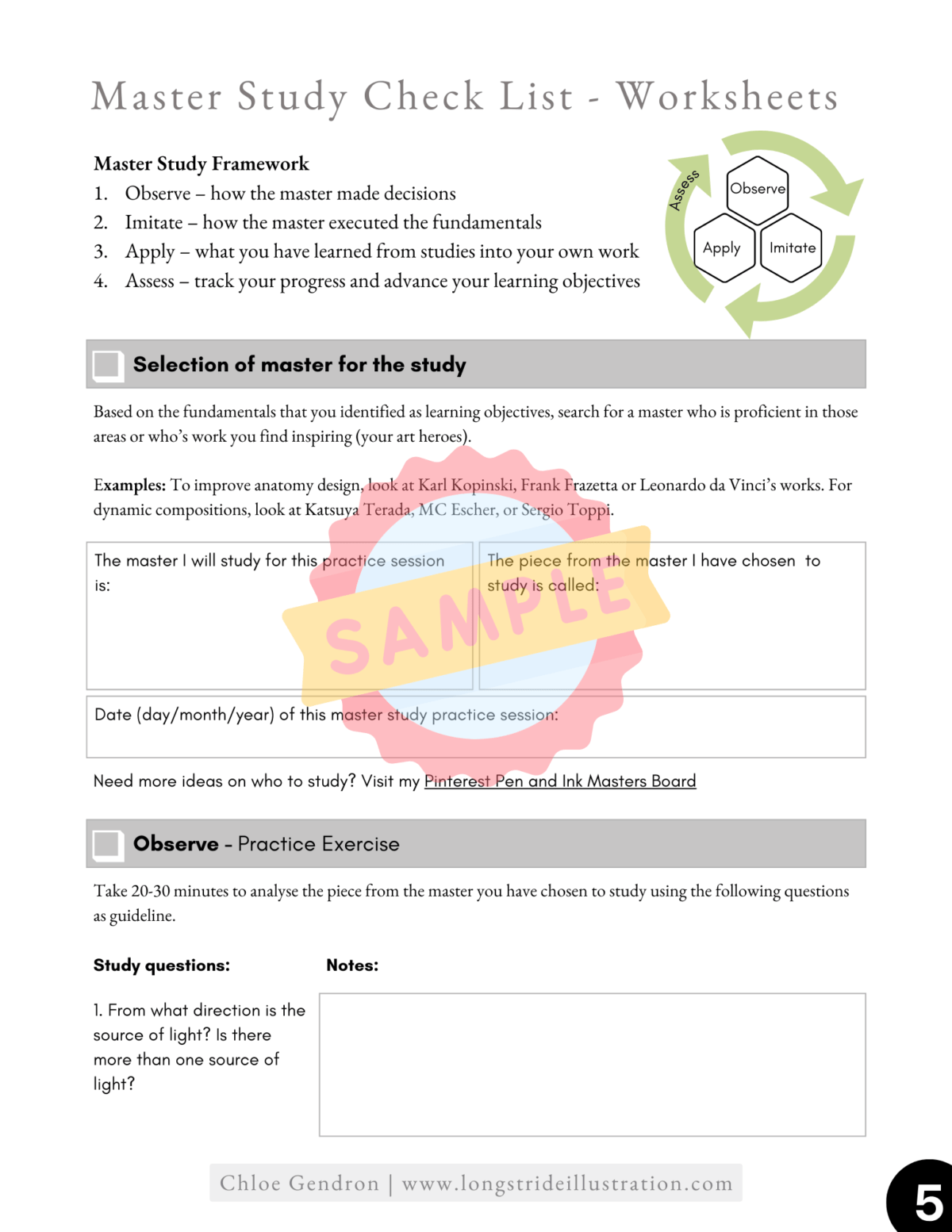 Master Checklist Sample Page 05
