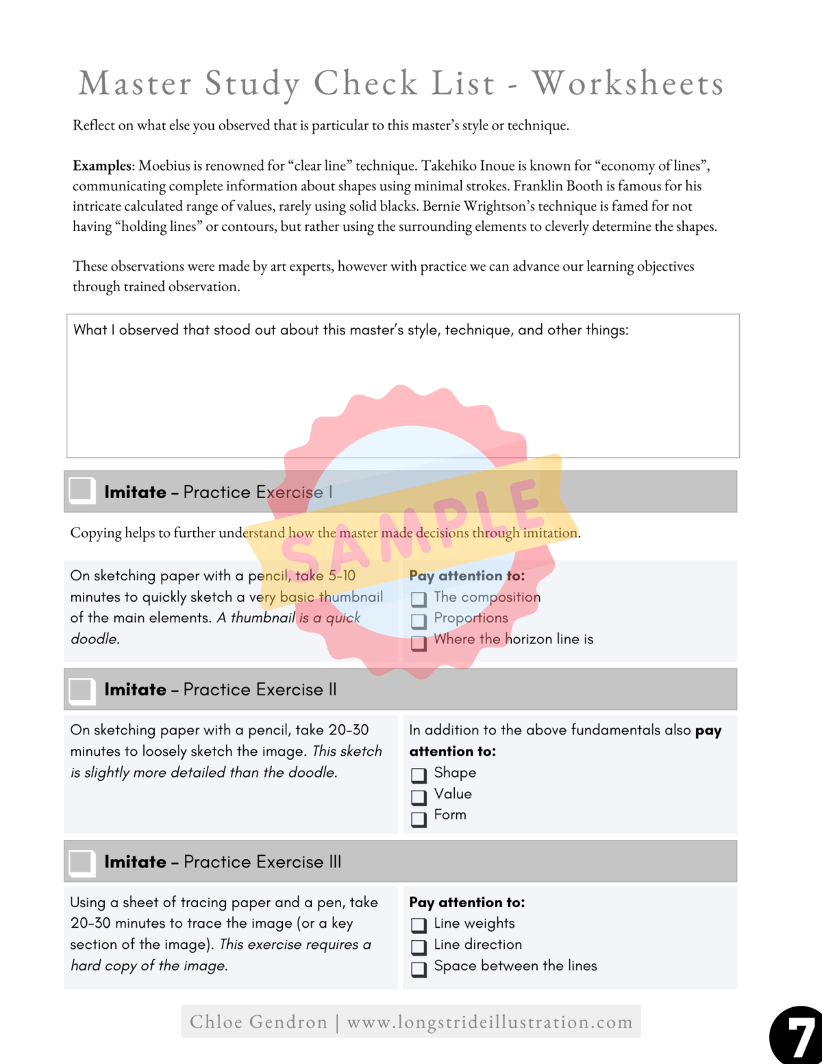 Master Checklist Sample Page 07